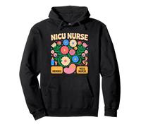 Enfermera NICU Boho Floral Retro Groovy con Flores Sudadera con Capucha