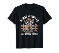 Enfermera Parteras Están Rootin' Tootin' Raccoon Cowboy Camiseta