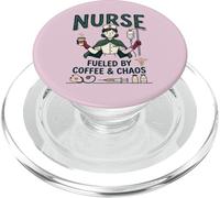 Enfermera Vintage Impulsado por Café & Caos RN Médico PopSockets PopGrip para MagSafe