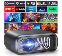 [Enfoque eléctrico/Keystone automático] Proyector FUDONI con WiFi 6 y Bluetooth de doble vía, 650ANSI nativo 1080P 4K, compatible con proyector de películas al aire libre, pantalla máxima de 300