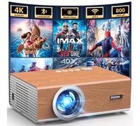 [Enfoque eléctrico/llave trapezoidal automática 6D] Proyector FUDONI con WiFi 6 y Bluetooth 5.4, proyector de películas portátil 800ANSI nativo 1080P para exteriores, proyector inteligente para el