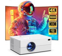 [Enfoque eléctrico] Mini proyector con WiFi y Bluetooth, proyector portátil nativo 1080P compatible con 4K, proyector de 15000L para cine en casa, compatible con iOS, Android, TV Stick, HDMI, USB