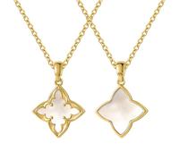Enforgio Collar de trébol para mujer, chapado en oro de 14 quilates, cadena de gargantilla ajustable, colgante delicado de la suerte, regalo de joyería, 45, Acero inoxidable Cobre Piedra, No es una
