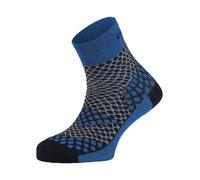 Enforma® Modelo BARCELONA -Calcetines Compresivos Running Hombre y Mujer -Antiampollas, Trail Running y Deporte - Resistentes Transpirables (FR/ES, Letras, M, Azul)