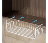 Enforose Cesta De Alambre Debajo del Estante, Cestas De Almacenamiento Colgantes, Cesta De Alambre Multiusos Totalmente De Metal Debajo del Estante, Cestas Deslizantes para Cocina(Blanco Medio)