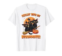 Enfrentándose con mi Broommates Funny Halloween Cat Mom Camiseta