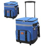 Enfriador con Ruedas y manejo de 35 lápices de refrigerador enrollables colapsables 35L con Bolsa de Cierre de Cremallera múltiple Impermeable para la Playa de Picnic al Aire Libre, Azul