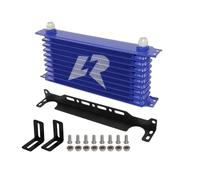 enfriador de aceite de transmision Engine Oil Cool Enfriador De Aceite De Aluminio AN10 De 10 Filas Con Kit De Soporte De Montaje De 262 Mm, Tipo Trust, Rosca 7/8"-14 UNF, Negro/azul(Blue)