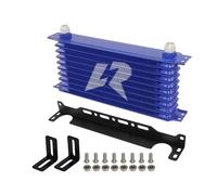 enfriador de aceite de transmision Oil Cooler Kit Enfriador de aceite de aluminio AN10 de 10 filas con kit de soporte de montaje de 262 mm, tipo Trust, negro/azul(Blue)