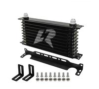 enfriador de aceite de transmision Oil Cooler Kit Enfriador de aceite de aluminio AN10 de 10 filas con kit de soporte de montaje de 262 mm, tipo Trust, negro/azul(Black)