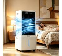 Enfriador de aire 3 en 1 de 12 L, mando a distancia, refrigeración evaporativa portátil, temporizador de 12 horas y 3 velocidades, ventilador oscilante con bolsas de hielo para el hogar y la oficina