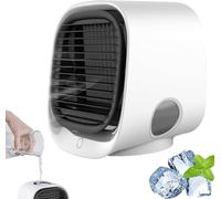 Enfriador De Aire Airabreeze, Aire Acondicionado Portátil Airbreeze, Aire Acondicionado Portátil Con Luz Nocturna Led, Enfriador De Escritorio Usb De 3 Velocidades, Ligero Para Hogar, Oficina Y White