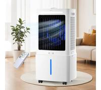 Enfriador de Aire Aire con Depósito Extraíble de 25L, 3 Velocidades, Acondicionado Portátil con Mando a Distancia, Temporizador 1-12h, Oscilación 60°, para Dormitorio y Cocina