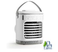 Enfriador de aire de escritorio, aire acondicionado portátil de 700 ml con 4 velocidades y tiempo, luces de atmósfera coloridas, carga USB, luz LED, acondicionador pequeño 4 en 1 para habitación