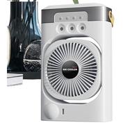 Enfriador de aire de mesa - Ventilador personal de 3 velocidades ajustable | Circulador de aire tranquilo y mini humidificador con iluminación de humor multicolor para escritorio, uso en el hogar, ven
