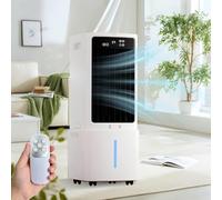 Enfriador de Aire Evaporativo 12L con 2 Bloques de Hielo, 3 en 1 Climatizador Portátil con Mando a Distancia, 3 Velocidades, Temporizador 12H, Oscilación para Dormitorio Oficina