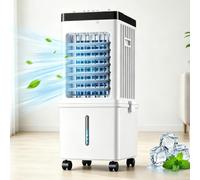 Enfriador de Aire Evaporativo 3 en 1, Aires Acondicionados Portátiles, Enfriador de Pantano con 3 Velocidades, 4 Ruedas, Depósito de Agua Extraíble, Enfriadores de Pantano Oscilantes