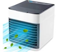 Enfriador de aire evaporativo portátil 3 en 1, ventilador de refrigeración con purificación y 3 USB, dispositivo silencioso sin aspas, tanque de agua de 380 ml para dormitorio y oficina