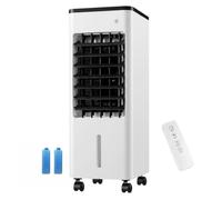 Enfriador de aire evaporativo portátil 4 en 1, aire acondicionado silencioso, humidificador, ionizador y ventilador, 3 velocidades y modos, tanque de 6 litros, temporizador de 7,5 horas, control