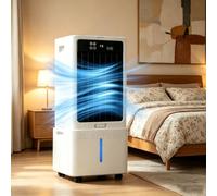 Enfriador de aire portátil 12L con paquetes de hielo, ventilador de enfriamiento de pantano evaporativo 3 en 1 para oficina en casa, control remoto, temporizador 12H, oscilante y eficiente energéticam