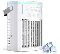 Enfriador de aire portátil de 1000 ml AC evaporativo con 3 velocidades y temporizador Control remoto Luces RGB de 7 colores Rociador de niebla Ventilador de enfriamiento para hogar o dormitorio