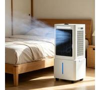Enfriador de aire portátil evaporativo, depósito 25L, ventilador humidificador oscilante con mando, 3 velocidades, 3 modos, temporizador 12H y 2 paquetes de hielo para dormitorios hogar oficina