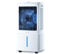 Enfriador de Aire Sin Tubo Depósito Extraíble 25L, 3 en 1 Climatizador Evaporativo Silencioso, 24 Velocidades, Temporizador 12H, Mando, 6 Bloques de Hielo para Casa