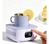 Enfriador de bebidas portátil, mini taza de refrigeración eléctrica con control digital de temperatura, control táctil, cable de datos de 1,5 m, agujeros de disipación de calor, función de