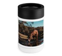 Enfriador de latas de 12 onzas, The Horse is Drinking Water Impreso aislado de acero inoxidable portátil enfriador de latas de cerveza para refrescos y coque jugo, etc