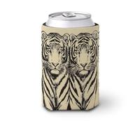 Enfriador de latas de cerveza, dos tigres vintage, enfriador de cerveza, soporte de bebidas aislado suave para fiestas, playa, eventos, hogar
