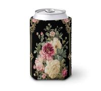 Enfriador de latas de cerveza, exuberante ramo de rosas rosas grandes y crema, enfriador de cerveza, soporte de bebidas aislado suave para fiestas, playa, eventos, hogar