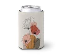 Enfriador de latas de cerveza, formas botánicas florales abstractas de color orgánico que puede cubrir el enfriador de cerveza, soporte de bebidas aislado suave para fiestas, playa, eventos, hogar