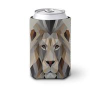 Enfriador de latas de cerveza, formas geométricas abstractas de cara de león, puede cubrir el enfriador de cerveza, soporte de bebidas aislado suave para fiestas, playa, eventos, hogar