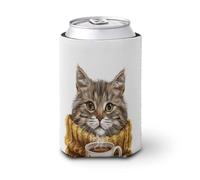 Enfriador de latas de cerveza, gato atigrado gris con un suéter de punto, puede cubrir el enfriador de cerveza, soporte de bebidas aislado suave para fiestas, playa, eventos, hogar