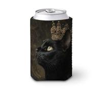 Enfriador de latas de cerveza, gato negro con una corona, estilo victoriano, enfriador de cerveza, soporte de bebidas aislado suave para fiestas, playa, eventos, hogar