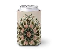 Enfriador de latas de cerveza, hojas botánicas y vides, mandala, enfriador de cerveza, soporte de bebidas aislado suave para fiestas, playa, eventos, hogar