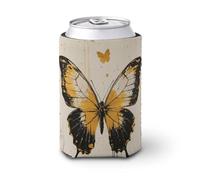 Enfriador de latas de cerveza, minimalista abstracto, mariposa, pintura dorada, enfriador de cerveza, soporte de bebidas aislado suave para fiestas, playa, eventos, hogar
