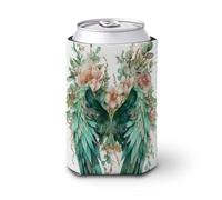 Enfriador de latas de cerveza, par de alas de acuarela con cubierta botánica para latas de cerveza, enfriador de cerveza, soporte de bebidas aislado suave para fiestas, playa, eventos, hogar