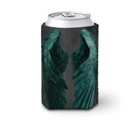 Enfriador de latas de cerveza, par de alas de ángel verde esmeralda para cubrir cerveza, enfriador de cerveza, soporte de bebidas aislado suave para fiestas, playa, eventos, hogar