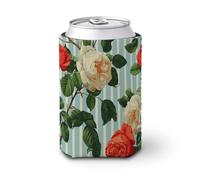 Enfriador de latas de cerveza, rosas blancas y rojas, enfriador de cerveza, soporte de bebidas aislado suave para fiestas, playa, eventos, hogar