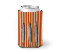Enfriador de latas de cerveza, tres sardinas a rayas naranjas y blancas, enfriador de cerveza, soporte de bebidas aislado suave para fiestas, playa, eventos, hogar