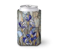 Enfriador de latas de cerveza, vidrieras silvestres, color azul claro, cubierta para latas de cerveza, enfriador de cerveza, soporte de bebidas aislado suave para fiestas, playa, eventos, hogar