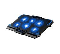 Enfriador de portátil for videojuegos de 17 pulgadas, seis ventiladores, pantalla Led, dos puertos USB, almohadilla de refrigeración for portátil de 2600RPM, soporte for portátil(Blue(Without Screen))