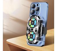 Enfriador de teléfono móvil con tecnología avanzada de refrigeración de semiconductores, ventiladores duales y pantalla digital para un mejor rendimiento y prevención de sobrecalentamiento (plateado)
