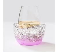 Enfriador de vino para copas sin tallo, mantiene tus copas de vino frías, 10 modos de luz de color, accesorios esenciales para el vino separables(rosa)