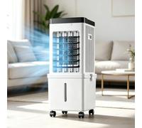 Enfriador Evaporativo Portátil 3 En 1, Con Depósito De Agua De 15 Litros, Ventilador Con Mando A Distancia Y Pantalla Digital, 3 Velocidades, 3 Modos De Viento, Temporizador De 7,5 Horas,