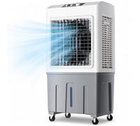 Enfriador evaporativo portátil sin tubo de evacuación, ventilador silencioso de aire frío, climatizador eficiente para espacios interiores y exteriores hasta 50 m² 50 * 34 * 100cm
