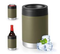 Enfriador universal de latas aislado: se adapta a todos, para latas regulares de 12, 14 y 16 onzas, latas delgadas y botellas, acero inoxidable de doble pared, para playa, kayak, piscina (verde