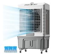Enfriadores de pantano portátiles 3 en 1, Enfriador de Aire evaporativo con 3 velocidades, Ventilador de Aire Acondicionado Industrial de Gran Volumen de Aire con oscilación de 120°, 4 Bolsas de