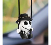 Enfriar Adorno Colgante de Coche de Cráneo, Oscilante Fantasma con Sombrero Negro, Esqueleto Decoración De Espejo Retrovisor De Coche, Accesorios de Decoración del Hogar e Interiores de Automóviles